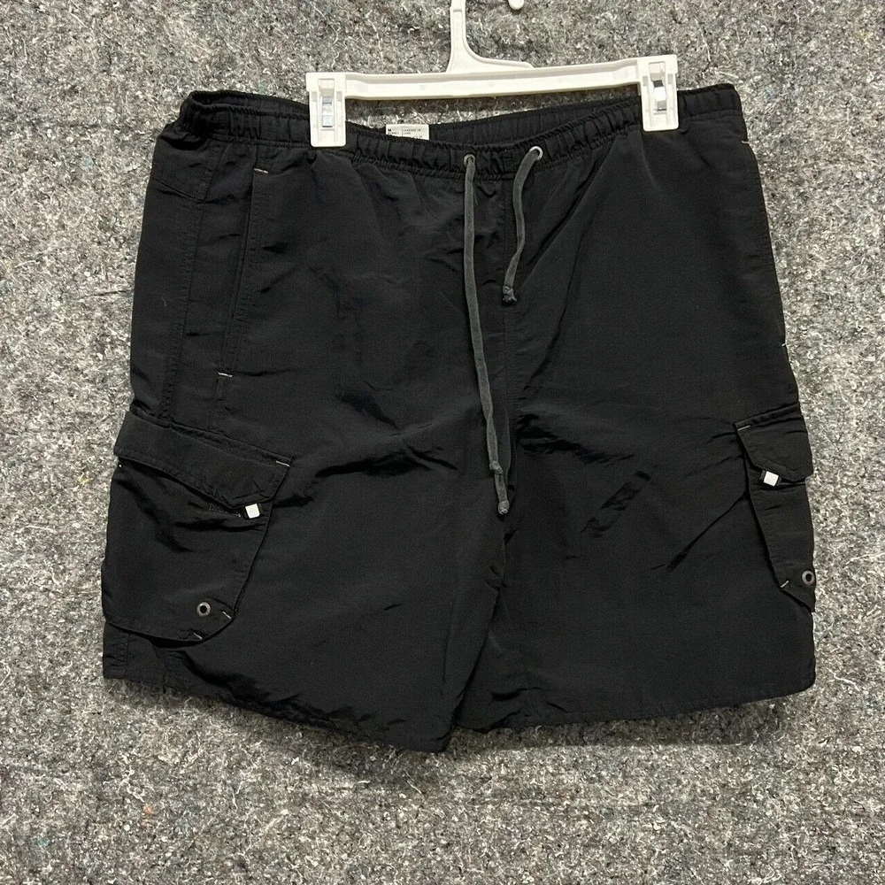 Columbia Mens Black Cargo Board Shorts‎ Swim Trunks Medium AM4627 Mesh Lined